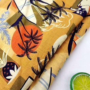 Venta de fábrica Logotipo personalizado Patrón de <span class=keywords><strong>coco</strong></span> de moda 100% <span class=keywords><strong>Lino</strong></span> Tela impresa digital Transpirable para niños Camisa para niñas Niños - Product Image 2