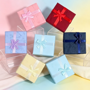 Caja de Regalo de Joyería con Lazo de Cinta Multicolor, Caja de Almacenamiento de Cartón para Anillos, Aretes, Collares, Caja de Regalo para Joyería Pequeña - Product Image 4