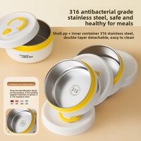 Lonchera Hermética de Acero Inoxidable 316, Apta para Microondas, con Compartimentos Divididos, Gran Capacidad, Venta al Por Mayor