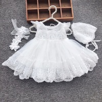 Robe de baptême blanche d'été pour bébés filles, robe de princesse pour mariage, robe de baptême en dentelle blanche, robe de communion pour anniversaire