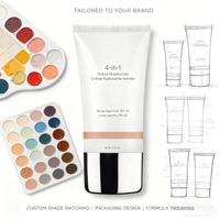 Crème solaire visage teintée végétalienne 4-en-1 à marque privée, SPF 30 large spectre, enrichie au beurre de karité et aux minéraux, OEM ODM