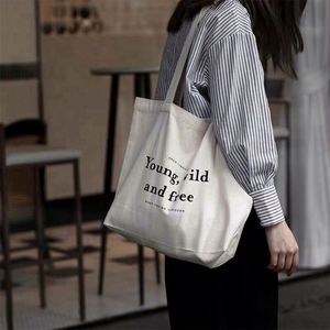 Sac fourre-tout en toile de coton réutilisable et écologique pour femmes, avec poche, logo personnalisé imprimé, prix d'usine, faible MOQ, motif lettre - Product Image 6