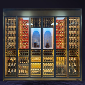 Hiện đại Luxury thép không gỉ Wine Cellar Set | tĩnh nhiệt kép Zone Cooler + Treo tường tủ trưng bày + nổi Cáp - Product Image 4