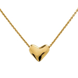 Venta al por mayor de moda coreana única de plata 925 cadenas personalizadas 18K chapado en oro joyería fina corazón cadena colgante collares para mujeres - Product Image 1