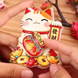 Lucky Cat Fridge Magnet Double Rotating Plastic Decorative Chinese New Year Ornament - Product Image 2