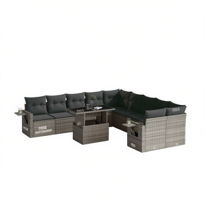 Conjunto de Sofás Modulares de Ratán PE Gris para Jardín, 6 Plazas, Colección de Muebles de Exterior, Diseño Premium - Product Image 1