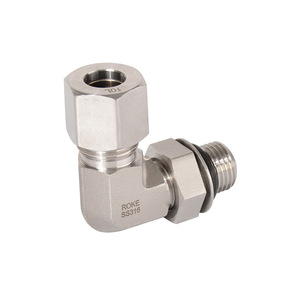 Raccord de tuyauterie à angle droit en acier inoxydable ROKE SS316 DIN2353, connecteur hydraulique - Product Image 1