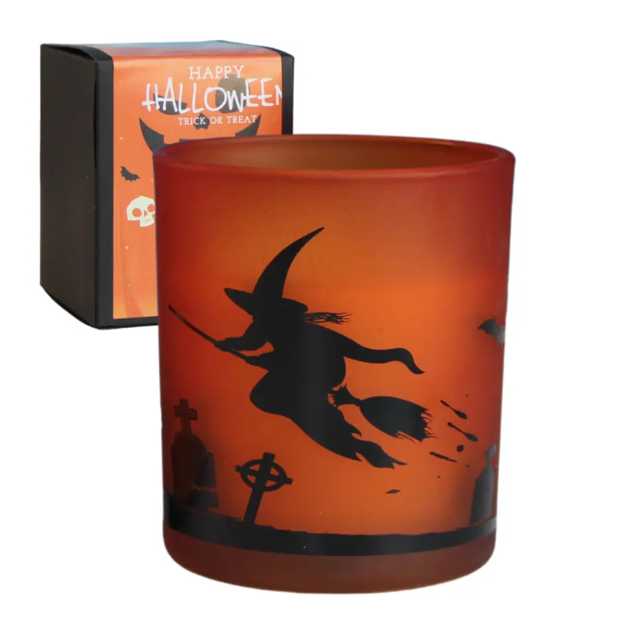 Prezzo più basso Desktop decorazioni per la casa candele arte artigianale regalo vetro smerigliato bicchiere barattolo di Halloween candela personalizzata