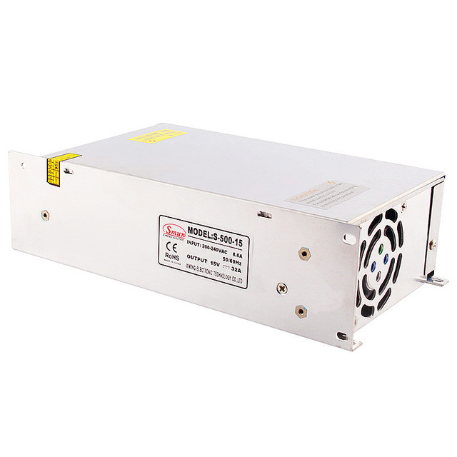 S-500-15 110VAC/220VAC DC 15V 32A Single Output 85% Efficiency CE for Switching Power Supply 500W LED Industry