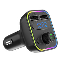 Adaptateur de chargeur de téléphone avec lecture de musique sur carte TF G42/avec écran numérique/lumière LED/station de charge double USB/chargeur de voiture sans fil