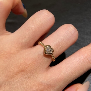 Anillo minimalista con forma de corazón de oro amarillo macizo de 18 quilates con diamantes cultivados en laboratorio Aazuo para mujer, joyería de moda para fiesta de boda, regalo de amor - Product Image 5