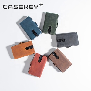 Casekey Mens Zipper Metal Pop up <b>Wallet</b> Rfid Protector Leather Credit Smart Card <b>Holder</b> for Men - Product Image 3