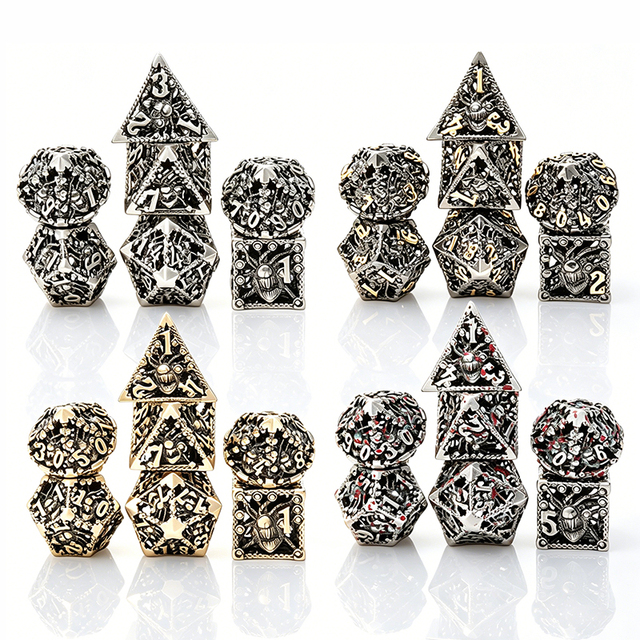 Hollow Out Metal Beholder Pattern Dice Set For Dungeons & Dragons TRPG Gaming