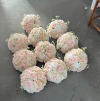 J-FB210 Vente en gros de boules de fleurs artificielles en soie pour décoration de mariage, centre de table en forme de boule de fleurs brunes, grande boule de fleurs en soie
