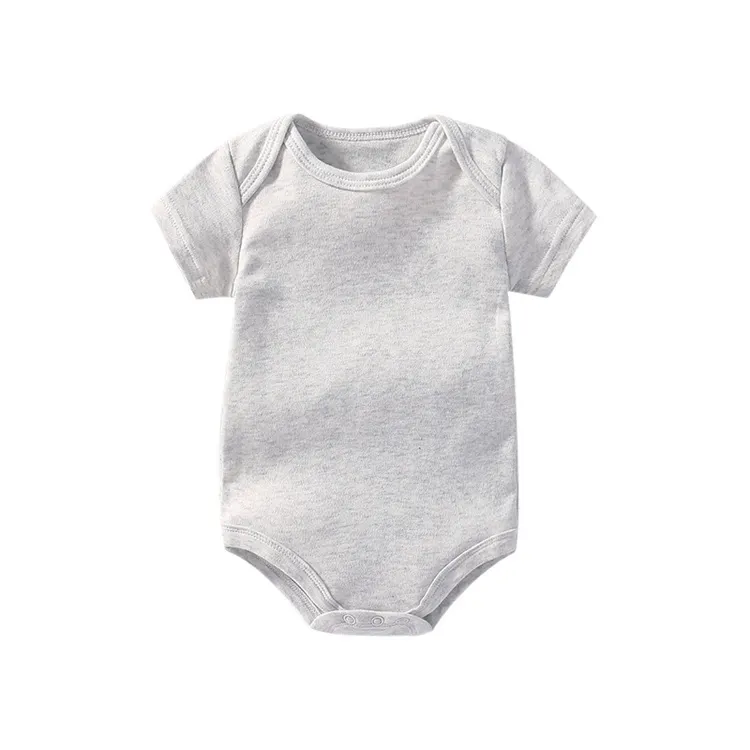 Màu xám dễ thương trẻ sơ sinh quần áo onesies tre hữu cơ bông mới sinh ra bé onesies với biểu tượng tùy chỉnh