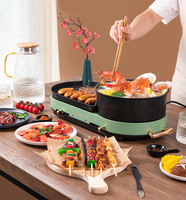 Poêle électrique multifonctionnelle 1600W 2 en 1 en fonte d'aluminium antiadhésive divisée Hot Pot BBQ Grill Pan