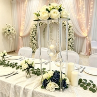 Décorations de mariage Pied à fleurs en acrylique transparent Pièce centrale de table avec globe suspendu Tealight