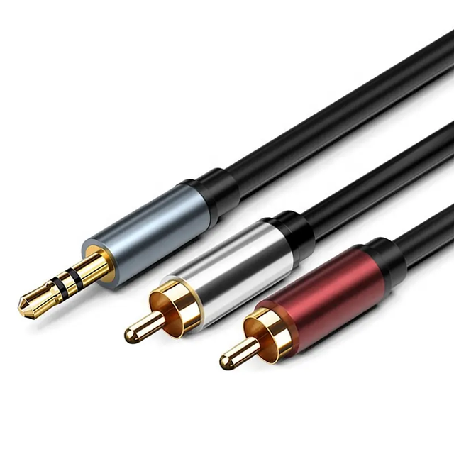 10 Ft TRS RCA to 3.5mm Braid Shielded Male to Male Adapter Cable for DVD Player HDTV Smartphones & Speakers