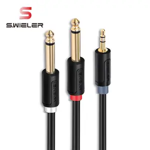 Audio Cable 3.5mm 1/8 inch TRS Stereo to Dual 6.35 1/4 TS Mono Audio Y-Splitter Cable Jack Adapter OFC Copper 1m Computer