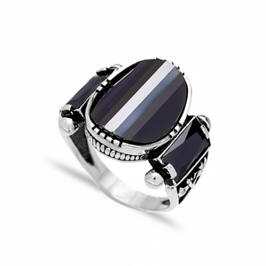 Ottoman Design Oval Cut Onyx Stone Ottoman Ax Design <b>Men</b> <b>Rings</b> Authentic <b>Ring</b> Wholesale Handmade 925 Sterling <b>Silver</b> - Product Image 2