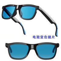 Lunettes intelligentes, monture en plastique noir et titane, verres électrochromiques, commande vocale IA