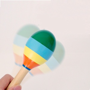Maracas en bois colorées pour enfants, instrument de percussion Orff, jouet musical rythmique, maracas à secouer, vente en gros - Product Image 2