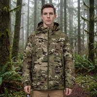 Veste tactique unisexe à capuche imperméable camouflage avec fermeture éclair longue, modèles tendance, stock d'usine disponible, logo personnalisable