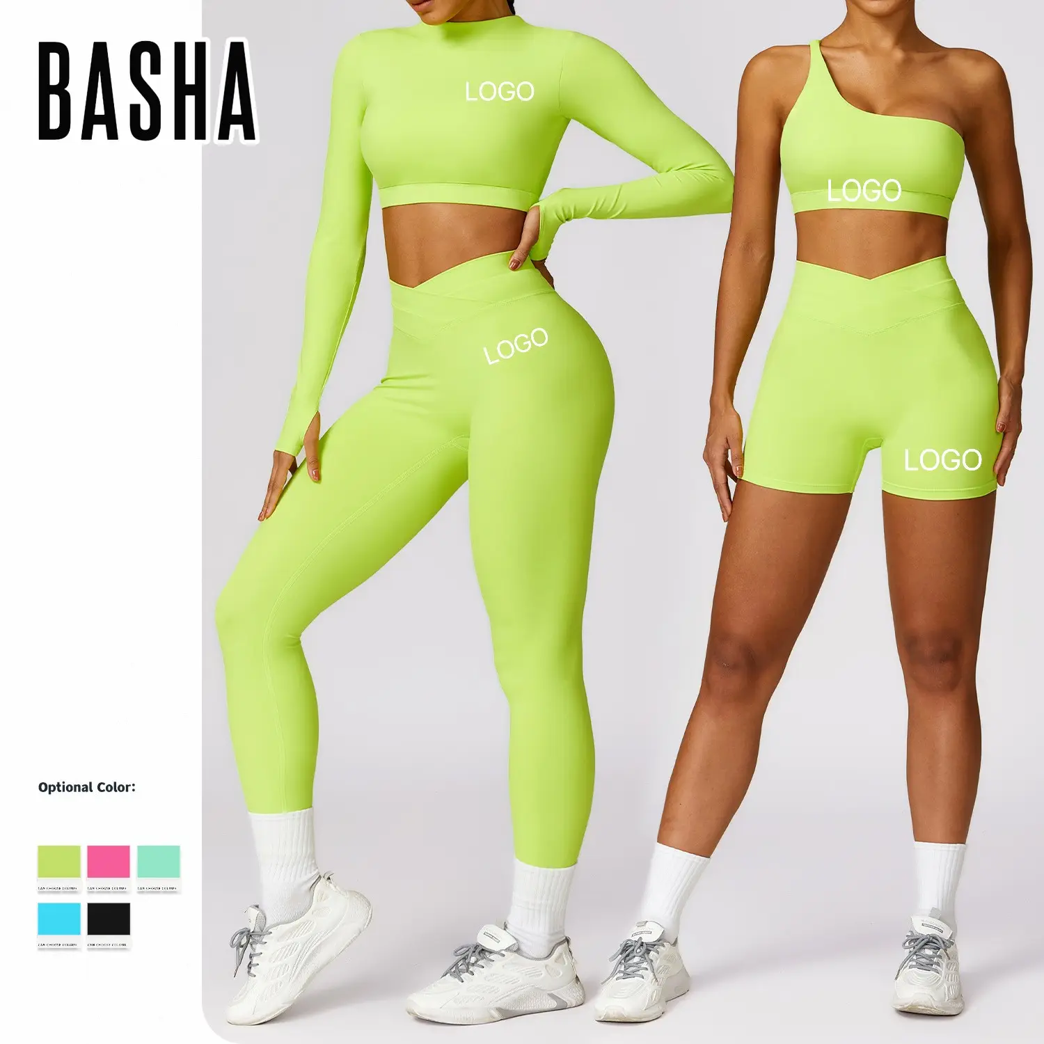 Bashasports Custom Logo Kwaliteit Yoga Sets Voor Dames Comfortabele Stof Sport Sets Groothandel Workout Kleding Voor Vrouwen