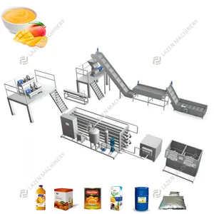 Automatic Industrial Fresh Mango Pulp Juice Paste Beverage Making Machine Mango Processing Production Line