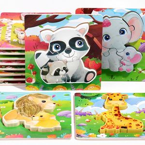 Nouveau puzzle en bois 3D pour enfants, animaux de dessin animé, tridimensionnel, mignon, puzzle parent-enfant, jouets éducatifs précoces pour garçons et filles - Product Image 4