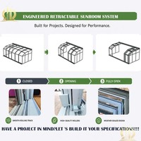 Villa moderne avec toit rétractable, serre à toit incliné avec double vitrage trempé, véranda pour utilisation en solarium extérieur