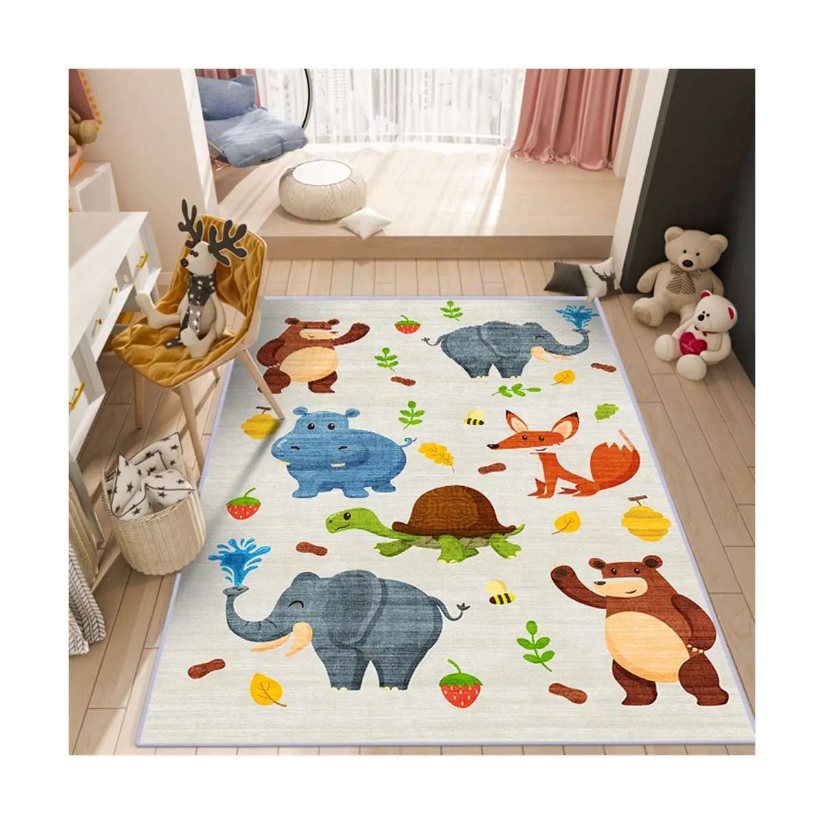 Factory Supply Hot Selling Children Animal Print Carpet Anti Slip Kid Play Mat Eco-Friendly Kid Rug With Quick Delivery
