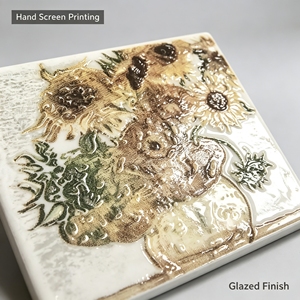 Azulejo de Cerámica con Diseño Floral de 100x100mm, Impreso a Mano, Motivo de Flores Coloridas para Revestimiento de Cocina - Product Image 2
