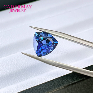 Cadermay Jewelry Synthetic Sapphire Loose Stone Triangle Blue 5x5mm To 12x12mm For Jewelry Making - Product Image 2