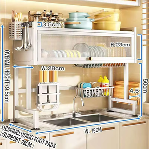 Estante de almacenamiento de cocina de Metal multifuncional, organizador de fregadero de alta eficiencia, escurridor de platos, estantes de <span class=keywords><strong>armario</strong></span> - Product Image 6