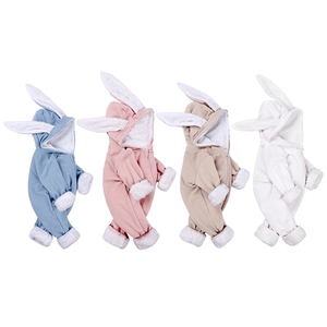 De manga larga de invierno Niño niño ropa de pijamas con cremallera ropa de bebé niña recién nacido mameluco con capucha - Product Image 1
