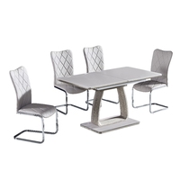Table de salle à manger en gros, blanche, en verre brillant, design moderne, extensible, en MDF, pour la maison et la cuisine
