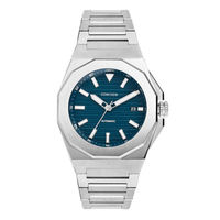 Montre automatique pour hommes, boîtier octogonal en acier inoxydable, cadran bleu, bracelet en acier intégré, montre-bracelet mécanique d'affaires, vente en gros