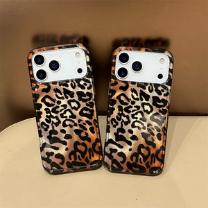 Funda transparente brillante con estampado de leopardo IMD dual para iPhone 17 16 15 14 Pro Max, cubierta trasera completa - Product Image 1