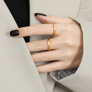 Bagues Signet Personnalisables en Acier Inoxydable Plaqué Or, Simples et Tendance, pour Femme - Product Image 5
