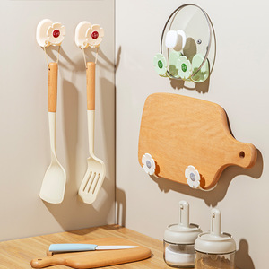 Support de rangement multifonctionnel en forme de fleur pour éponges de lavabo, avec ventouse et crochet de drainage, pour couvercles de casseroles, organisateur de cuisine suspendu - Product Image 4