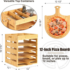Planche à pizza en bambou, plateau de cuisson empilable avec poignées, planche à découper le pain, planche à découper en bois massif - Product Image 4