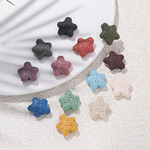Perles de pierre de lave colorées en forme d'étoile perles en vrac perles de roche pierre précieuse volcanique pour boucles d'oreilles Bracelet collier fabrication de bijoux - Product Image 3