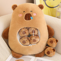 Ours aux fraises Panda Oreiller avec 6 Petite Bouffée Boule En Peluche Jouet Dessin Animé Animal Snack Sac En Peluche Coussin