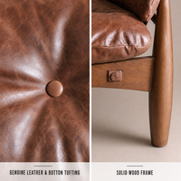 Fauteuil en cuir ciré, fauteuil avec structure en bois de chêne pour salon, personnalisable OEM ODM