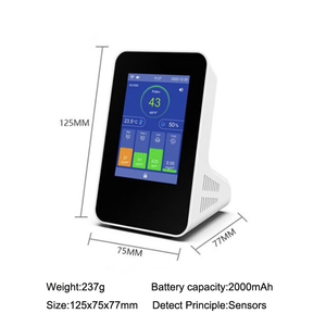 데스크탑 투야 와이파이 터치 스크린 PM1/PM2.5/PM10/TVOC/RH/TEMP/<span class=keywords><strong>CO2</strong></span>/포름 알데히드 가스 감지기 실내 공기질 <span class=keywords><strong>co2</strong></span> 미터 모니터 - Product Image 2