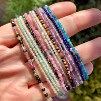 Bracelets de perles en pierre naturelle à facettes de 4mm, Bracelet de perles rondes à facettes, bijoux d'énergie en cristal pour femmes et hommes, cadeaux