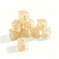 Dés en résine personnalisés de marque, coins arrondis, jaune nacré, D6 16mm, avec points dorés, ensembles de dés