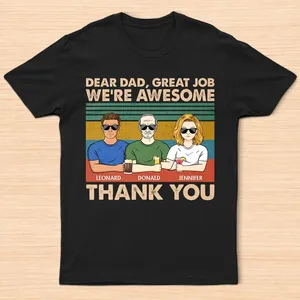 T-Shirt Personalizzata in Jersey 100% Cotone, Manica Lunga, Regalo per Papà con Scritta 'Grazie per il Lavoro Fatto, <span class=keywords><strong>Siamo</strong></span> Fantastici', Personalizzabile - Product Image 1