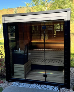 Construction extérieure de luxe en cèdre rouge Cabine de sauna Chauffage rapide Réchaud 15kw Infrarouge lointain moderne pour stations de ski <span class=keywords><strong>Forêt</strong></span> Vapeur sèche - Product Image 5